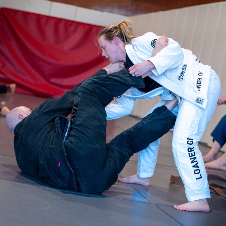 Adults training Brazilian Jiu Jitsu at Van Isle BJJ