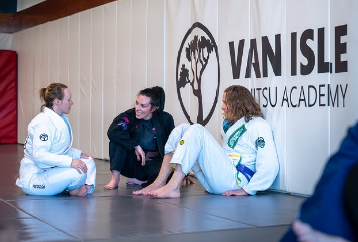 Female BJJ students training at Van Isle BJJ