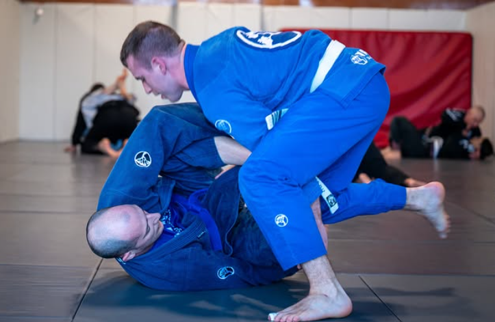 Adults sparring Brazilian Jiu Jitsu at Van Isle BJJ